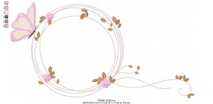 Monogram Frame embroidery designs - Flower embroidery design machine embroidery pattern - rose wreath embroidery file - baby girl embroidery