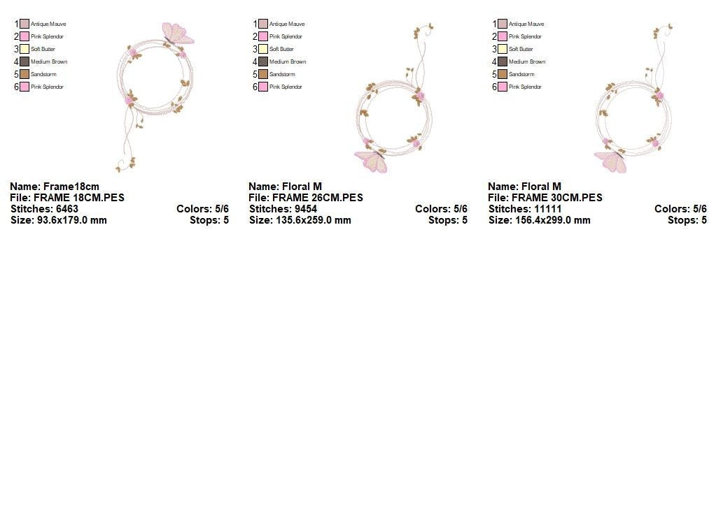 Monogram Frame embroidery designs - Flower embroidery design machine embroidery pattern - rose wreath embroidery file - baby girl embroidery