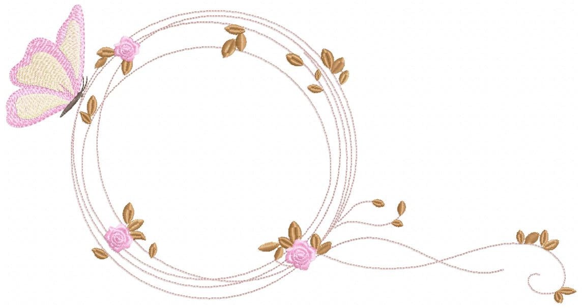 Monogram Frame embroidery designs - Flower embroidery design machine embroidery pattern - rose wreath embroidery file - baby girl embroidery