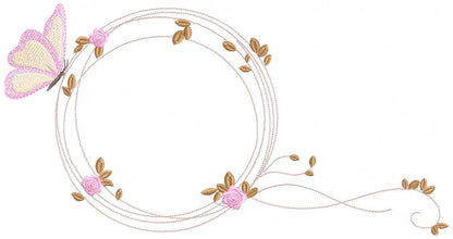 Monogram Frame embroidery designs - Flower embroidery design machine embroidery pattern - rose wreath embroidery file - baby girl embroidery