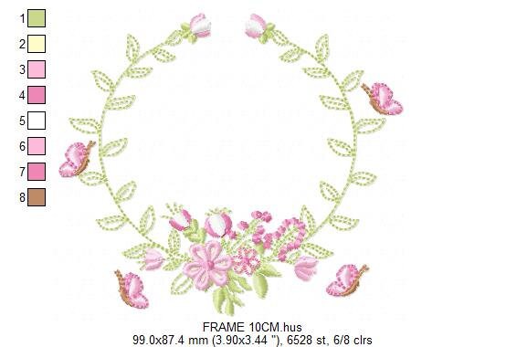 Monogram Frame embroidery designs - Flower embroidery design machine embroidery pattern - rose wreath embroidery file - baby girl embroidery