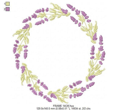 Monogram Frame embroidery designs - Flower embroidery design machine embroidery pattern - Lavender wreath embroidery file - digital download