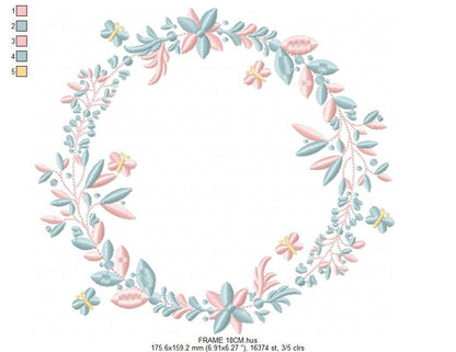 Monogram Frame embroidery designs - Flower embroidery design machine embroidery pattern - Rose wreath embroidery file - instant download