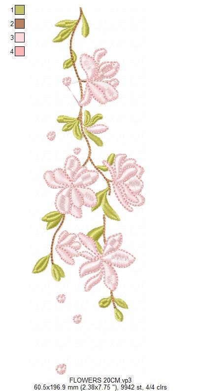 Cherry Blossom embroidery designs - Flowers for Kitchen tea Towel machine embroidery pattern - Floral wreath - Instant download pes jef dst
