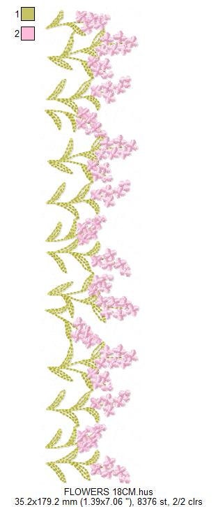 Flower garden Divider embroidery designs - Spring flowers Line machine embroidery pattern - Kitchen Tea towel file - Instant download pes