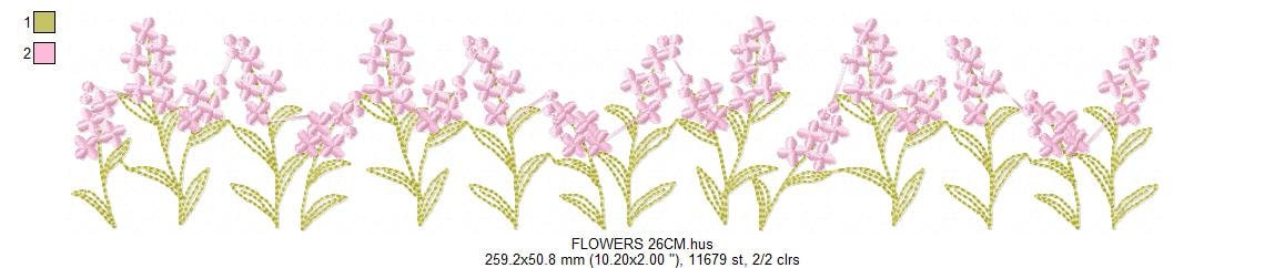 Flower garden Divider embroidery designs - Spring flowers Line machine embroidery pattern - Kitchen Tea towel file - Instant download pes