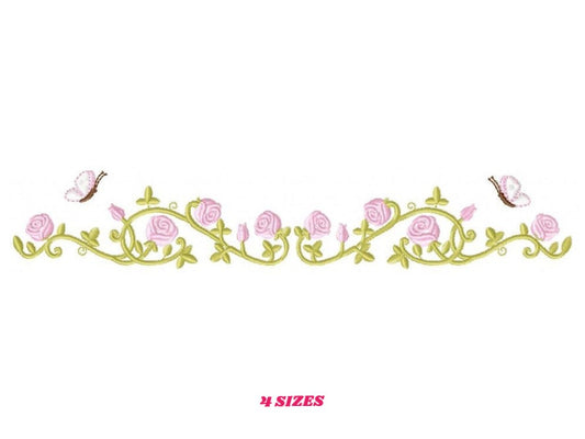 Flower garden embroidery designs - Roses embroidery design machine embroidery pattern - Tea towel embroidery file - kitchen cloth apron