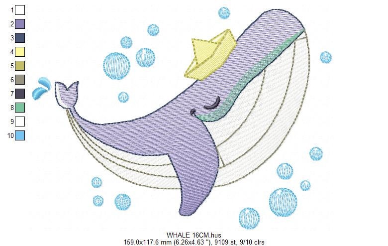 Whale embroidery designs - Ocean Big Fish embroidery design machine embroidery pattern - Baby boy sea animal - Instant download pes jef dst