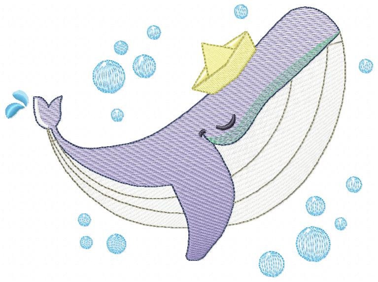 Whale embroidery designs - Ocean Big Fish embroidery design machine embroidery pattern - Baby boy sea animal - Instant download pes jef dst