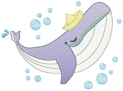 Whale embroidery designs - Ocean Big Fish embroidery design machine embroidery pattern - Baby boy sea animal - Instant download pes jef dst