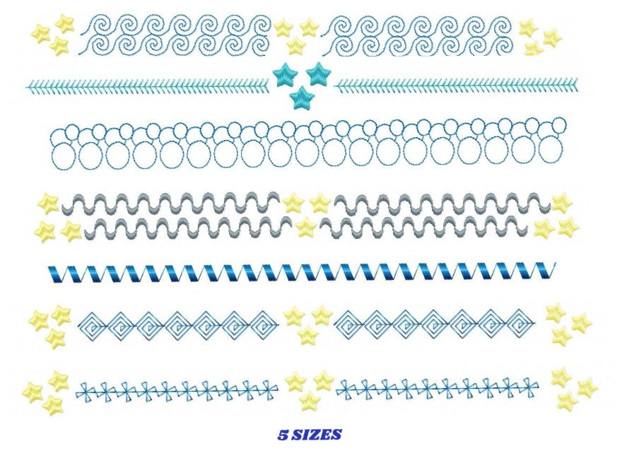 Border embroidery designs - Divider embroidery design machine embroidery pattern - Line embroidery file - tea towel embroidery flourish star