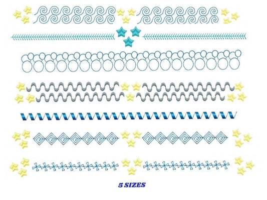 Border embroidery designs - Divider embroidery design machine embroidery pattern - Line embroidery file - tea towel embroidery flourish star