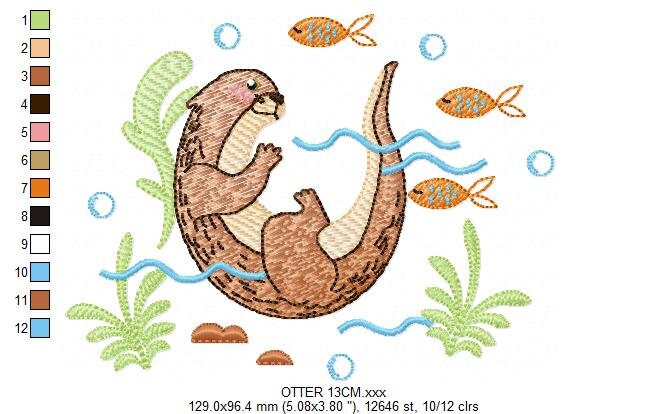 Otter embroidery design - Animal embroidery designs machine embroidery pattern - Woodland animals embroidery file - instant download pes jef