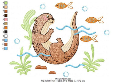 Otter embroidery design - Animal embroidery designs machine embroidery pattern - Woodland animals embroidery file - instant download pes jef