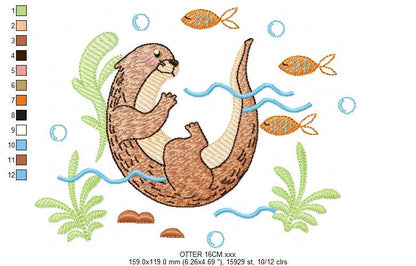 Otter embroidery design - Animal embroidery designs machine embroidery pattern - Woodland animals embroidery file - instant download pes jef