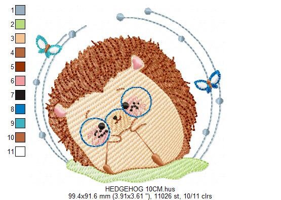Hedgehog embroidery designs - Animal with glasses embroidery design machine embroidery pattern - Porcupine embroidery file  instant download Marcia Embroidery