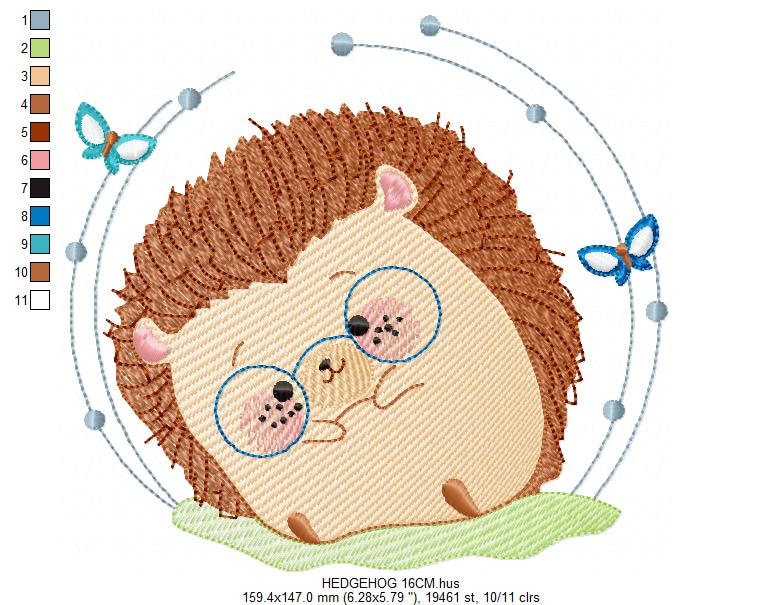 Hedgehog embroidery designs - Animal with glasses embroidery design machine embroidery pattern - Porcupine embroidery file  instant download Marcia Embroidery