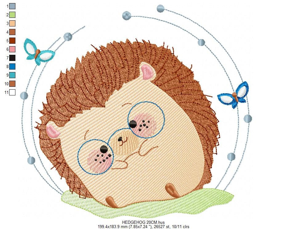 Hedgehog embroidery designs - Animal with glasses embroidery design machine embroidery pattern - Porcupine embroidery file  instant download Marcia Embroidery