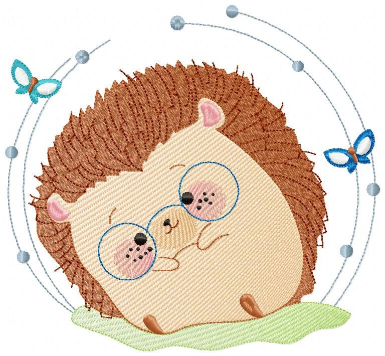 Hedgehog embroidery designs - Animal with glasses embroidery design machine embroidery pattern - Porcupine embroidery file  instant download Marcia Embroidery