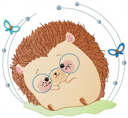 Hedgehog embroidery designs - Animal with glasses embroidery design machine embroidery pattern - Porcupine embroidery file  instant download Marcia Embroidery