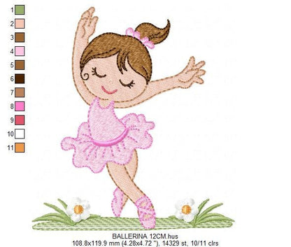 Ballerina embroidery designs - Ballet embroidery design machine embroidery pattern - instant download - Baby girl embroidery digital file