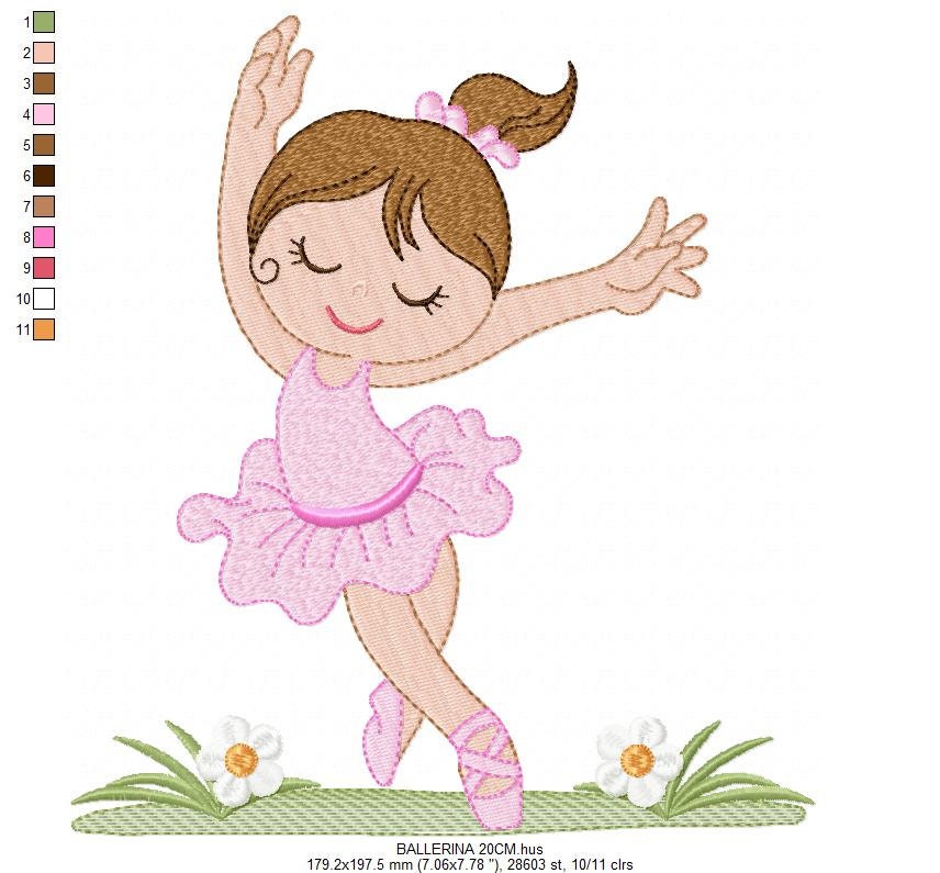 Ballerina embroidery designs - Ballet embroidery design machine embroidery pattern - instant download - Baby girl embroidery digital file