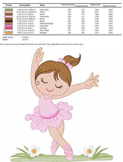 Ballerina embroidery designs - Ballet embroidery design machine embroidery pattern - instant download - Baby girl embroidery digital file