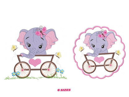 Elephant embroidery designs - safari animal embroidery design machine embroidery pattern - baby girl embroidery file - Tag embroidery frame