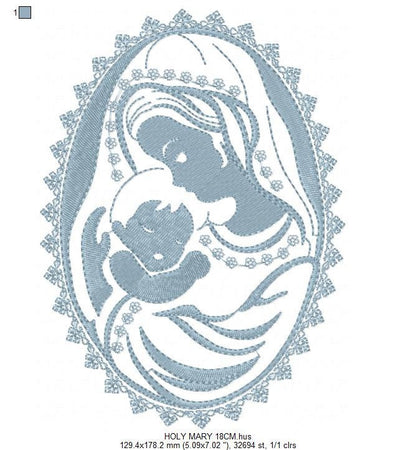 Holy Mary embroidery designs - Holy embroidery design machine embroidery pattern - Catholic embroidery file - Hail Mary religious embroidery