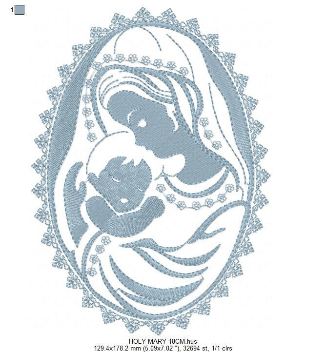 Holy Mary embroidery designs - Holy embroidery design machine embroidery pattern - Catholic embroidery file - Hail Mary religious embroidery