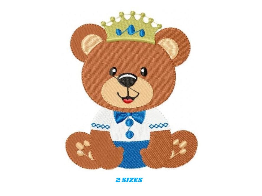 Bear embroidery designs - Teddy embroidery design machine embroidery pattern - King Bear applique design - Baby boy embroidery download PES