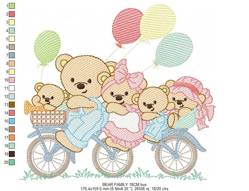 Bear embroidery designs - Teddy embroidery design machine embroidery pattern - Bear family embroidery file - Baby boy embroidery download