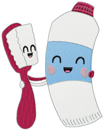 Toothbrush embroidery designs - Toothpaste embroidery design machine embroidery pattern - tooth embroidery file - Dental instant download