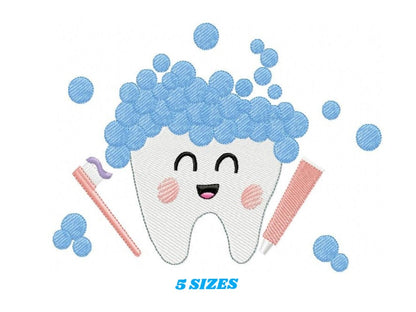 Tooth embroidery designs - Dental Toothpaste machine embroidery pattern - Toothbrush embroidery file - Instant digital download pes jef dst