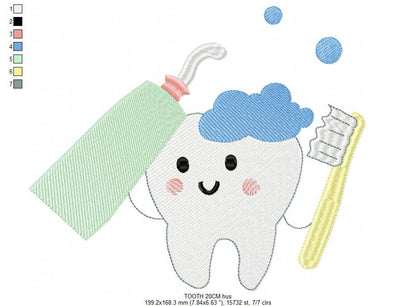 Tooth embroidery designs - Toothpaste embroidery design machine embroidery pattern - toothbrush embroidery file - Dental instant download