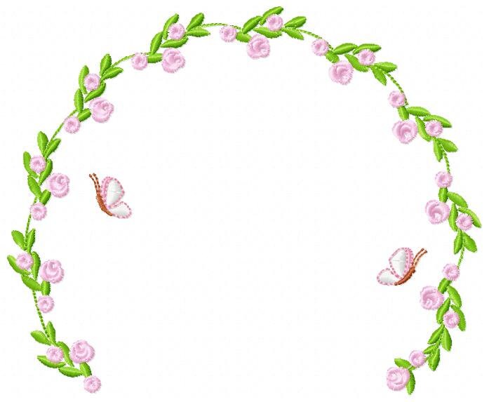Roses Monogram Frame embroidery designs - Butterflies and Flower design machine embroidery pattern - Delicate Rose wreath - Instant download