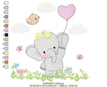 Elephant embroidery designs - Animal embroidery design machine embroidery pattern - Baby girl embroidery file - kid embroidery Towel pillow