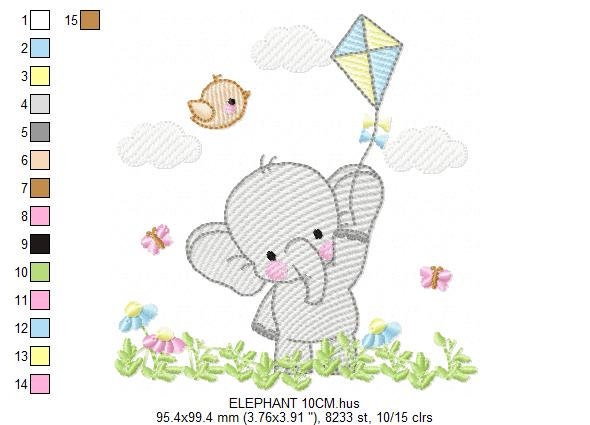 Elephant embroidery designs - Animal embroidery design machine embroidery pattern - Baby girl embroidery file - kid embroidery Towel pillow