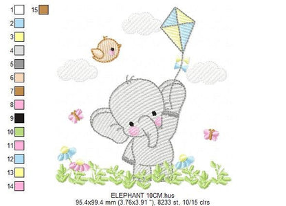 Elephant embroidery designs - Animal embroidery design machine embroidery pattern - Baby girl embroidery file - kid embroidery Towel pillow