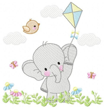Elephant embroidery designs - Animal embroidery design machine embroidery pattern - Baby girl embroidery file - kid embroidery Towel pillow
