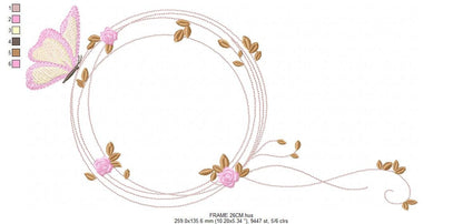 Monogram Frame embroidery designs - Flower embroidery design machine embroidery pattern - rose wreath embroidery file - baby girl embroidery