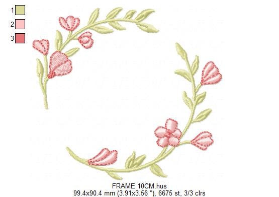 Monogram Frame embroidery designs - Flower embroidery design machine embroidery pattern - Flower wreath embroidery file - digital download
