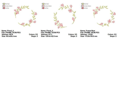 Monogram Frame embroidery designs - Flower embroidery design machine embroidery pattern - Flower wreath embroidery file - digital download