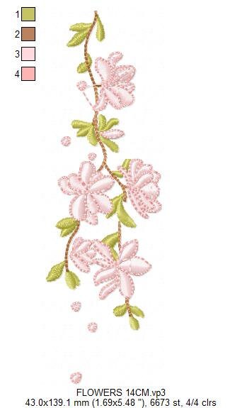 Cherry Blossom embroidery designs - Flowers for Kitchen tea Towel machine embroidery pattern - Floral wreath - Instant download pes jef dst