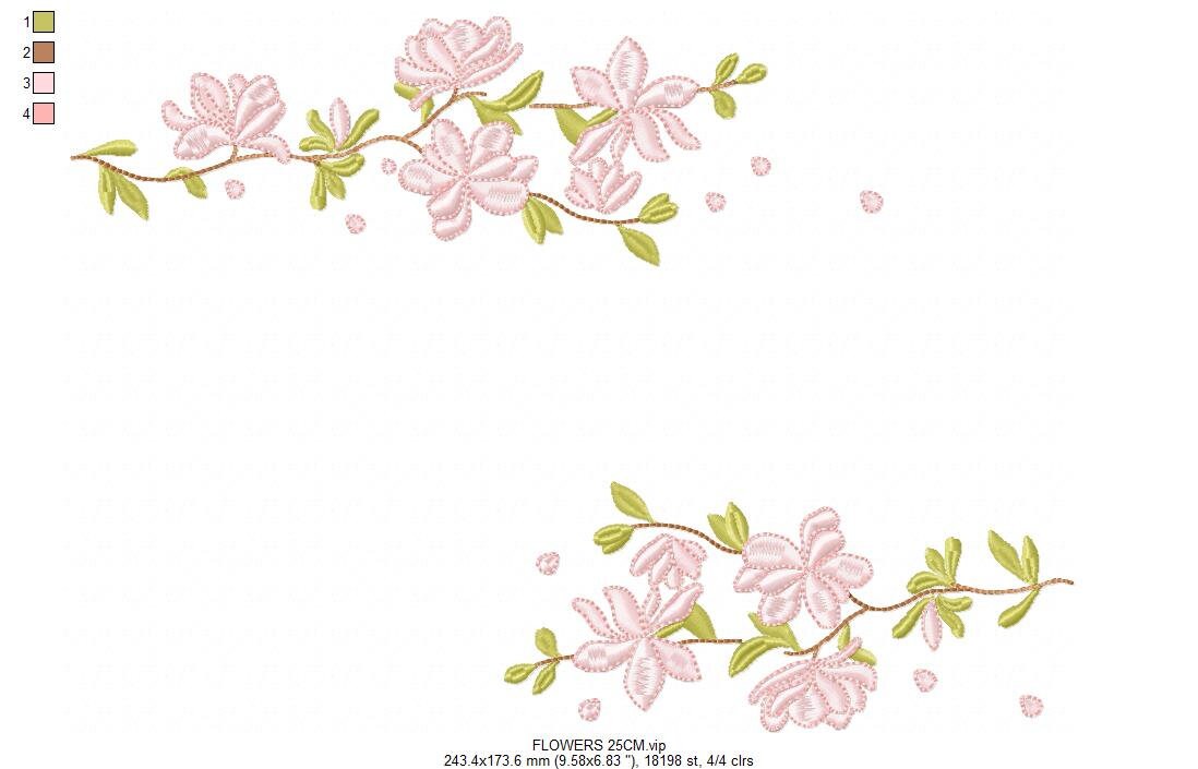Cherry Blossom embroidery designs - Flowers for Kitchen tea Towel machine embroidery pattern - Floral wreath - Instant download pes jef dst