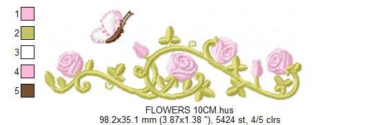Flower garden embroidery designs - Roses embroidery design machine embroidery pattern - Tea towel embroidery file - kitchen cloth apron