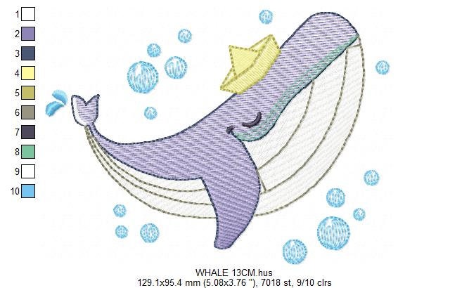 Whale embroidery designs - Ocean Big Fish embroidery design machine embroidery pattern - Baby boy sea animal - Instant download pes jef dst