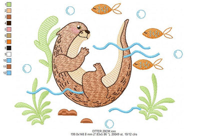 Otter embroidery design - Animal embroidery designs machine embroidery pattern - Woodland animals embroidery file - instant download pes jef