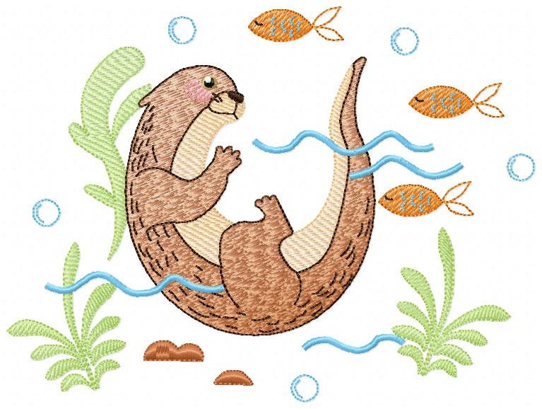 Otter embroidery design - Animal embroidery designs machine embroidery pattern - Woodland animals embroidery file - instant download pes jef