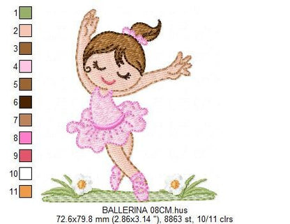 Ballerina embroidery designs - Ballet embroidery design machine embroidery pattern - instant download - Baby girl embroidery digital file